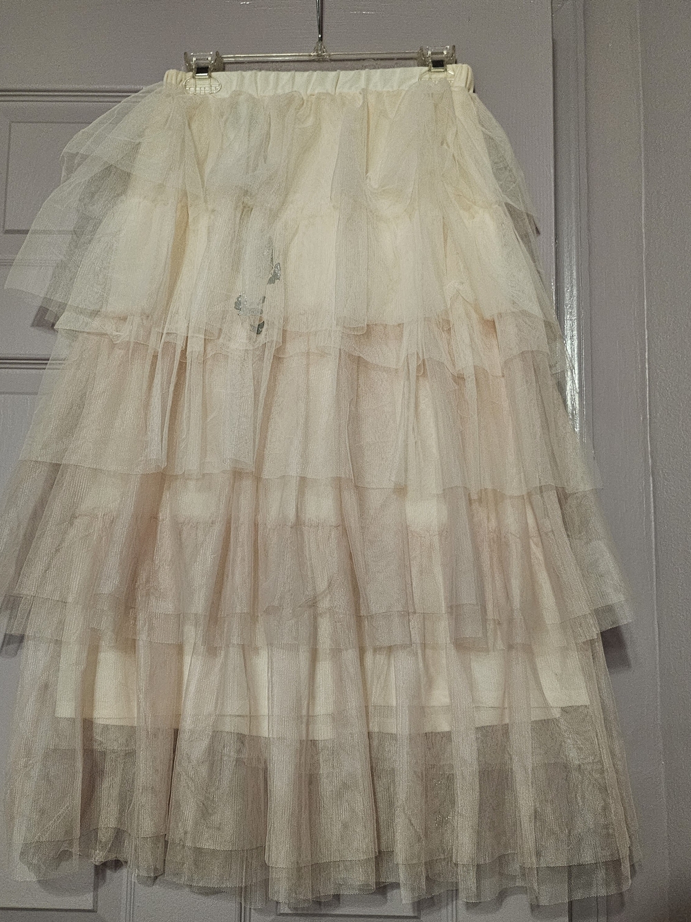 Wicked cream and blush-pink ombré tiered tulle skirt Xxs